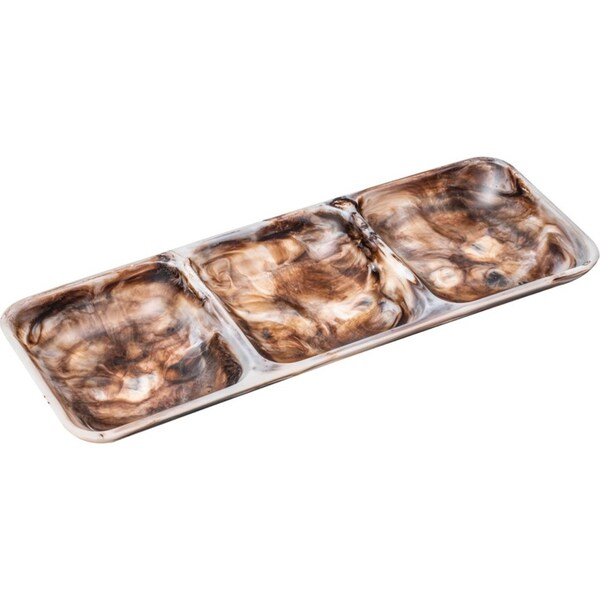 Tempa Marlow 3-Part Rectangle 41cm Polyresin Serving Tray Tableware Espresso