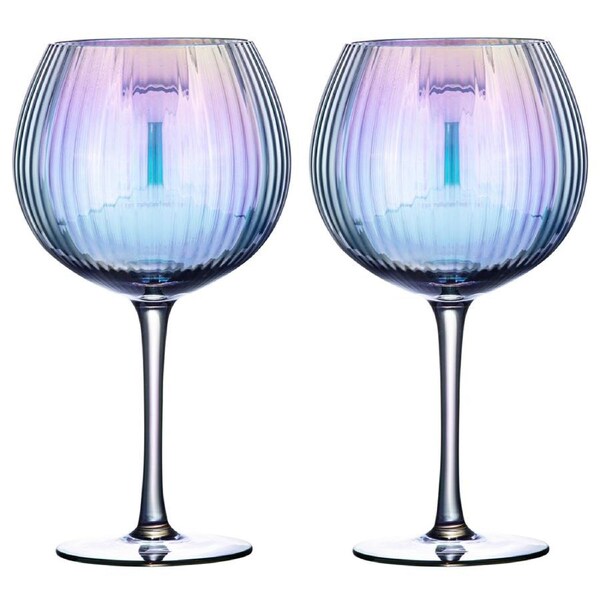 2pc Tempa Thalia 685ml Crystal Gin Glass Cocktail Drink Glasses Set Black Pearl