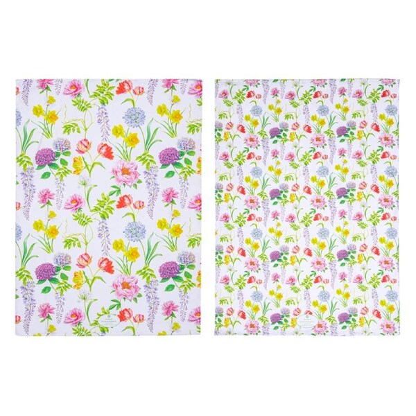 2pc Ashdene Botanical Symphony Kitchen Cotton 70cm Towel Dish Cloth Assorted