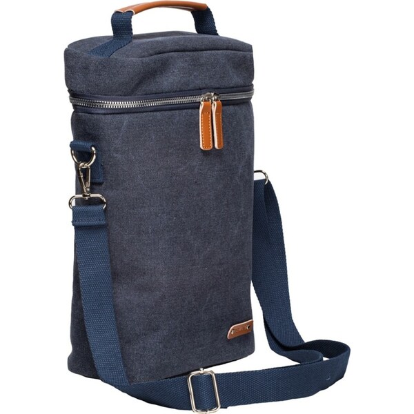 Tempa Kayce Adjustable Insulated 34cm Double Wine Bottle Bag Cotton Storage Navy