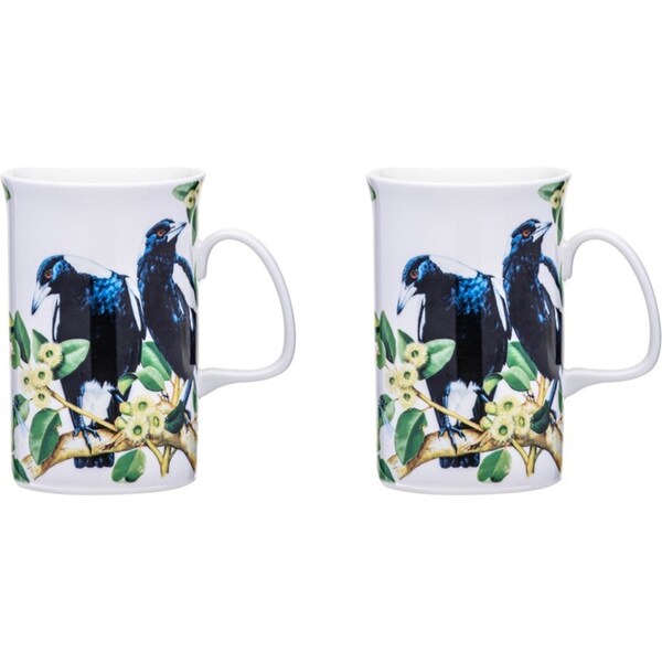 2x Ashdene Australian Birds 320ml Coffee Mug Drink Cup New Bone China Magpies