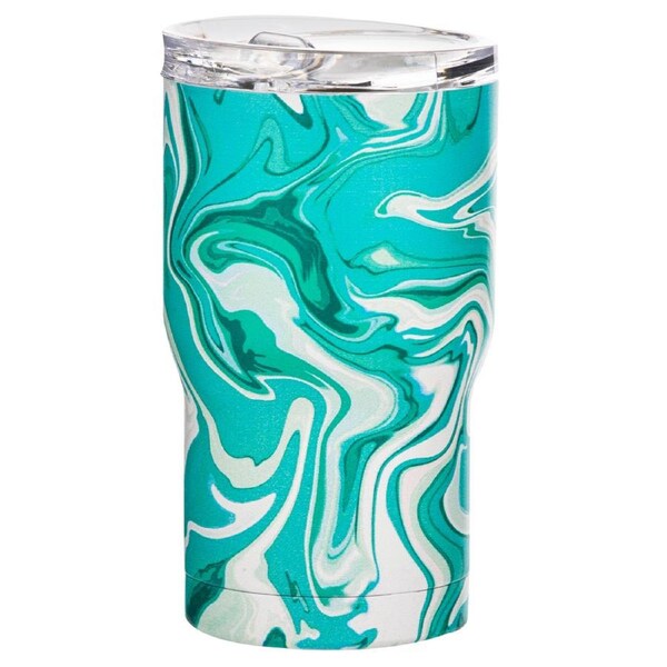 Porta Summer Swirl Stainless Steel 420ml Travel Mug Drink Water Tumbler Aqua
