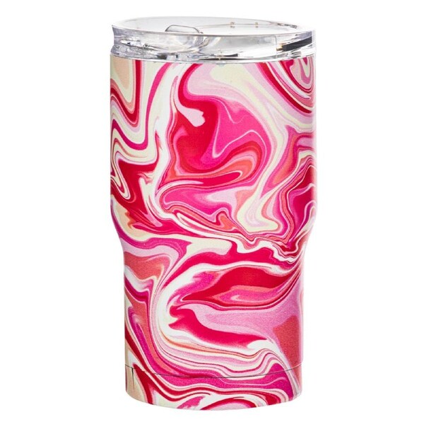 Porta Summer Swirl Stainless Steel 420ml Travel Mug Drink Water Tumbler Pink