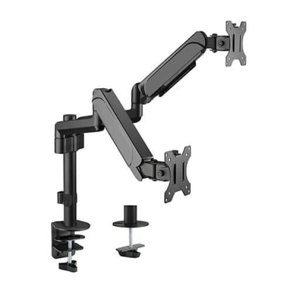 Brateck Dual Monitors Pole-mounted Gas Spring Monitor Arm Fit Most 17'-32' Up to 9kg per Screen Arms and Stands - LDT48-C024