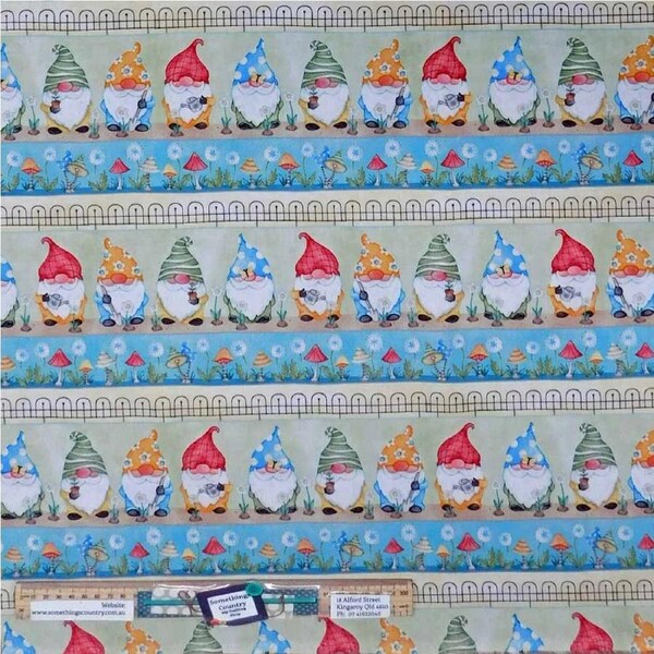 Patchwork Quilting Fabric Better Gnomes Border Half Meter Cut 50x110cm