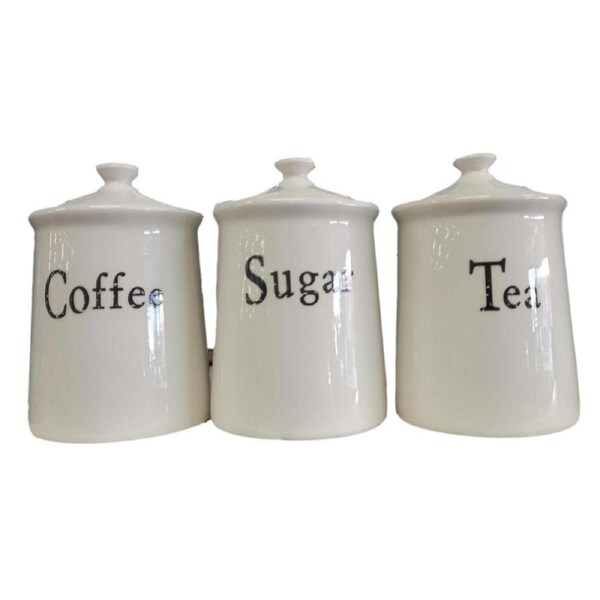 Kitchen Canisters Set of 3 Rustic Vintage Ceramic Home Style