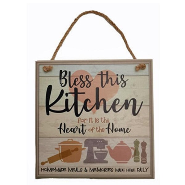 Retro Country Wall Art Bless this Kitchen Wooden Hanging Sign