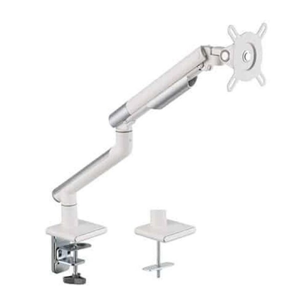 Brateck Single Monitor Premium Slim Aluminum Spring-Assisted Monitor Arm Fix Most 17'-32' Monitor Up to 9kg per screen VESA 75x75/100x100 - White LDT49-C012-W