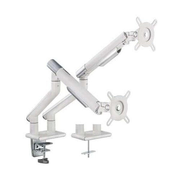 Brateck Dual Monitor Premium Slim Aluminum Spring-Assisted Monitor Arm Fix Most 17'-32' Monitor Up to 9kg per screen VESA 75x75/100x100 (White) LDT49-C024-W