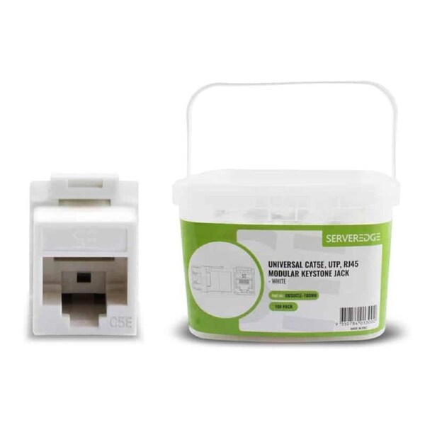 Serveredge UKSUC5E-100WH - Universal Cat5e UTP RJ45 Modular Keystone Jack - White - Pack of 100