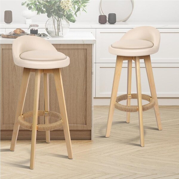 2x ALFORDSON Bar Stools Liam Wooden Beige