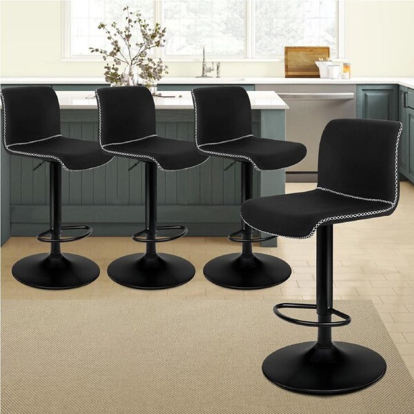 4x ALFORDSON Bar Stools Remy Vintage Fabric Black