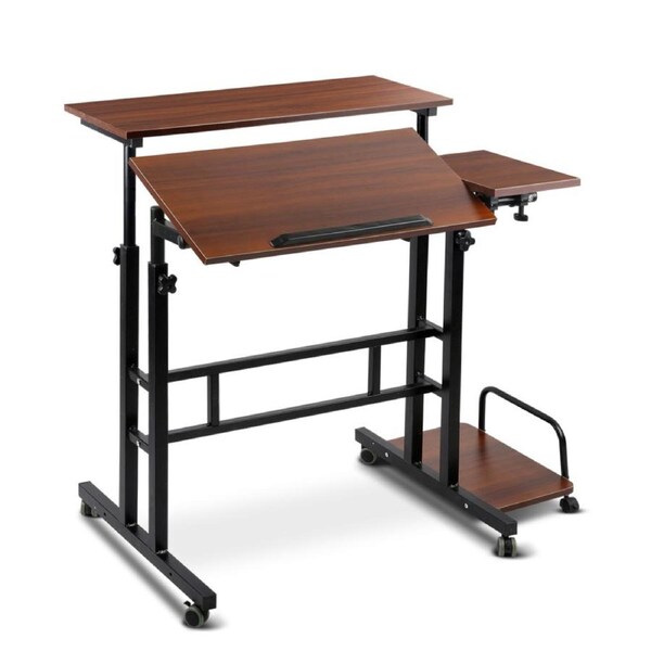 Adjustable Height Computer Table Laptop Standing Desk Mobile Office Work Tilt