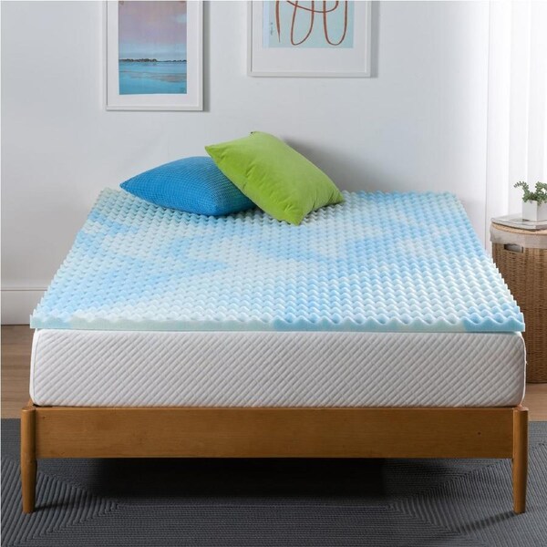Zinus Cooling Gel Memory Foam Mattress Topper Protector Double