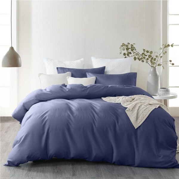 Royal Comfort 2000TC Quilt Cover Set Bamboo Cooling Hypoallergenic Breathable Blue / King