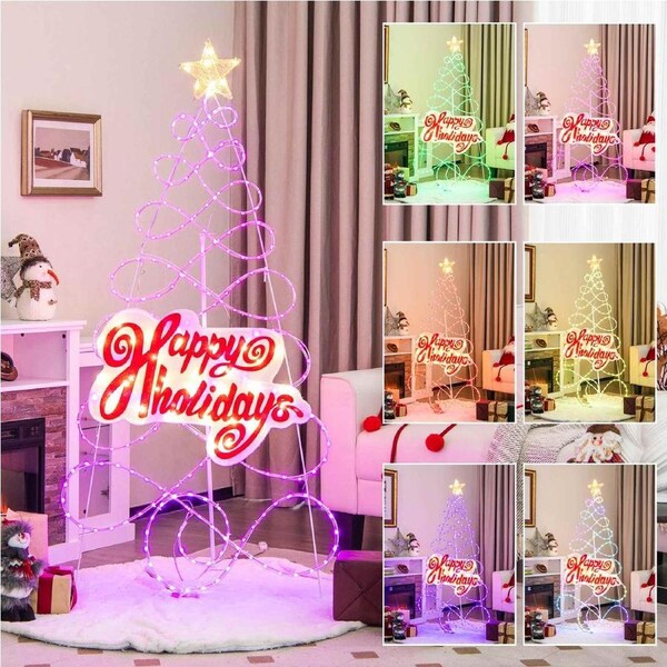 Costway 170 CM LED Christmas Tree Light Pre-lit Xmas Tree 6 Lighting Modes String Lights Home Party