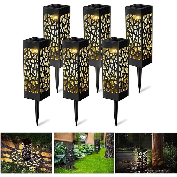 6 Pack Outdoor Lights Solar Powered Decorative Garden Decor for Outside Front Yard, LED Garden Lights Solar Path Lights Outdoor, Automatic Halloween Christmas Decorations Landscape Lighting for Patio