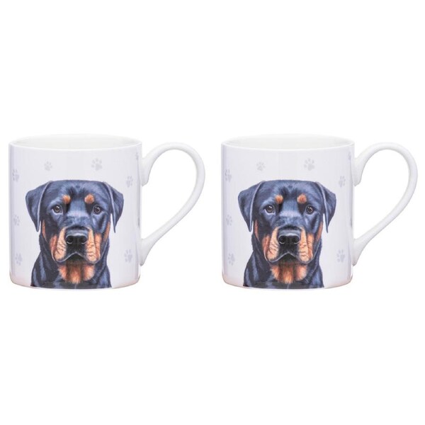 2x Ashdene Paws & All 380ml Mug Coffee/Tea Drink Cup New Bone China Rottweiler