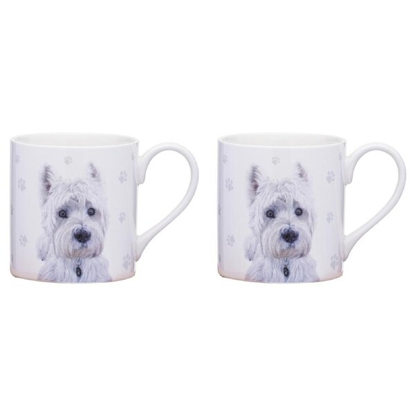 2x Ashdene Paws & All 380ml Mug Coffee Drink Cup New Bone China West Highland