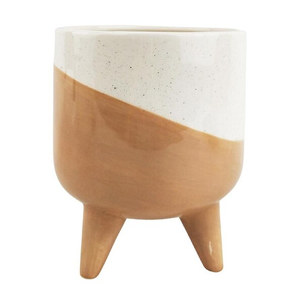 Urban Avery Ceramic 16cm Dot Planter Flower/Plant Pot w/ Legs Decor Medium Beige