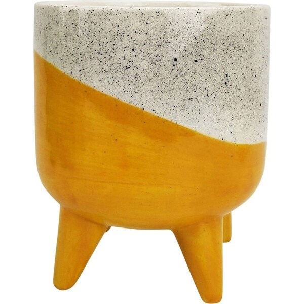 Urban 16cm Avery Dot Ceramic Planter Garden Plant/Flower Pot w/ Legs MED Yellow