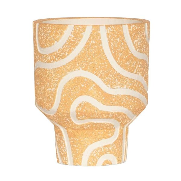 Urban 17cm Charlie Curved Lines Planter Garden Plant/Flower Pot Medium Apricot