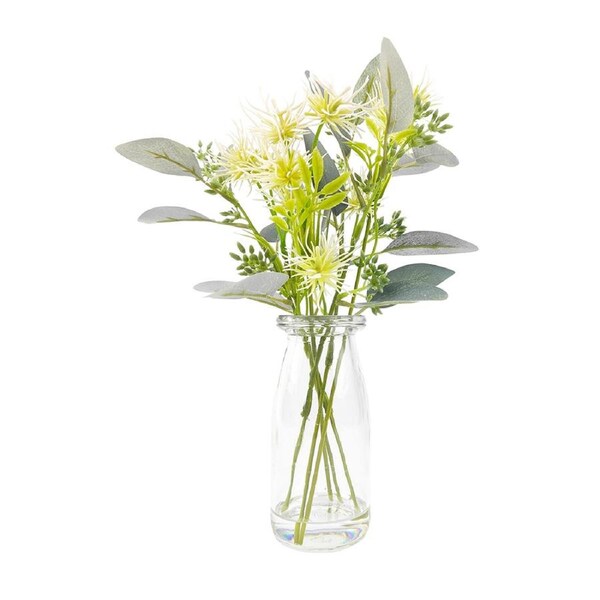 Urban Wild Flowers 30cm Eucalyptus Posie in Vase Faux Plant Decor Green/Pink