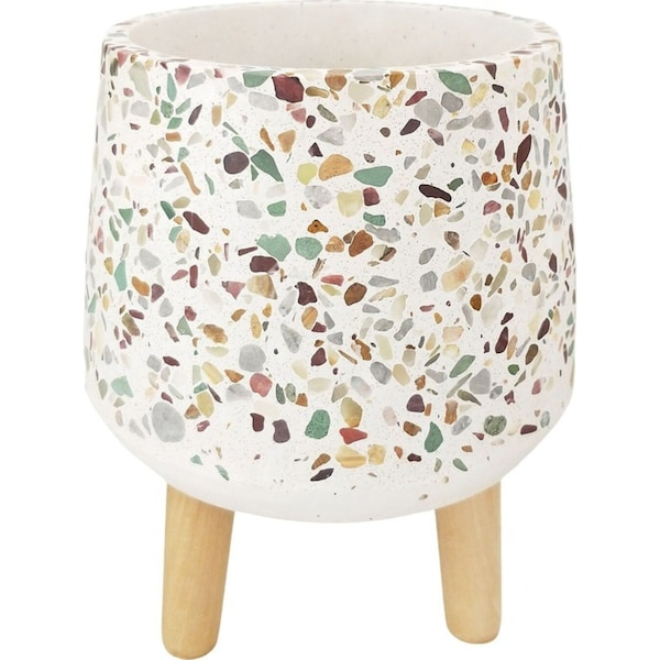 Urban 20cm Terrazzo Planter Home/Garden Decor Plant Pot w/ Legs Green/Mustard