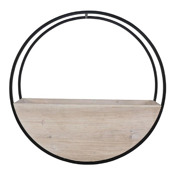 Urban 60cm Circle Wall Wood Planter Garden Plant/Flower Pot Large White Wash