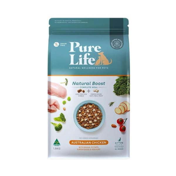 Pure Life Kitten 1.5kg Chicken Grain Free Dry & Freeze Dried Food