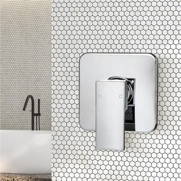 Dutxa Brass Shower Mixer Tap Square - Silver