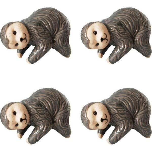 4x Urban 8cm Ceramic Sloth Pot Planter Hanger Animal Figurine Ornament Assorted