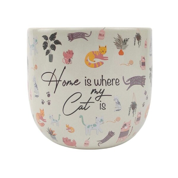 Urban Home Is Where My Cat Is 14cm Ceramic Planter Home Garden Plant Pot Medium