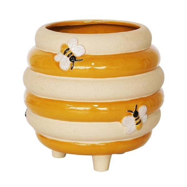 Urban 15cm Beehive Ceramic Planter Honeycomb Garden Plant/Flower Pot Small Sand