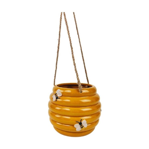 Urban 13cm Beehive Ceramic Hanging Planter Honeycomb Decor Plant/Flower Pot S