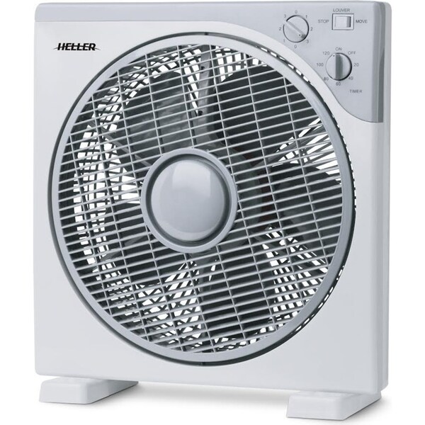 Heller 30cm Box Fan 3 Speed/Timer/Rotating Louvres Floor Air Cooler/Cooling