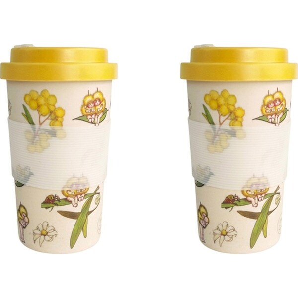 2x Urban 400ml May Gibbs Eco Mug Travel Drinking Cup Coffee Tumbler w/Lid Yellow