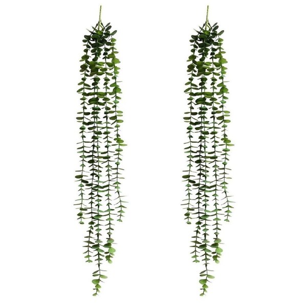 2x Urban 81cm Round Leaf 5-Strand Plastic Artificial Plant Decor Light Green