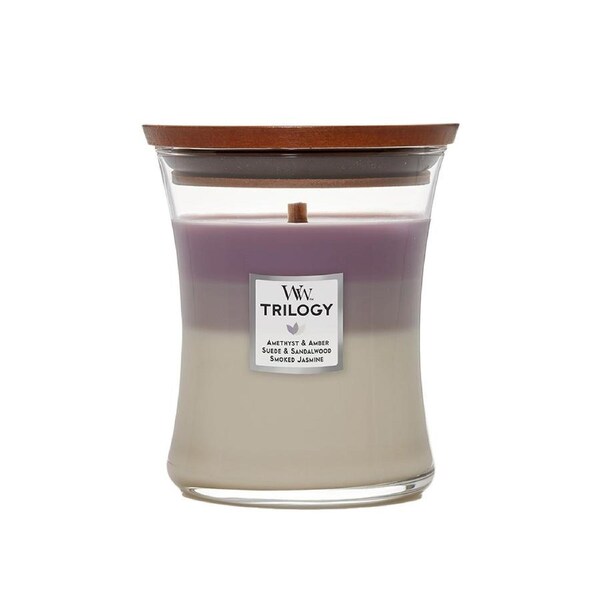 WoodWick 274g Scented Home Fragrance Soy Wax Candle Amethyst Sky Trilogy Medium