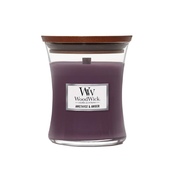 WoodWick 274g Scented Fragrance Soy Wax Candle Amethyst & Amber Medium Purple