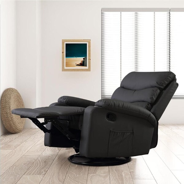 Levede Massage Recliner Chair Table Heated Lounge Sofa Armchair 360° Swivel Dark Grey - Faux Leather