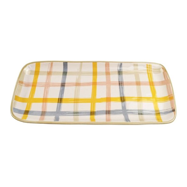 Urban 36cm Ceramic Maldon Check Rectangle Platter Food Serving Plate Tableware