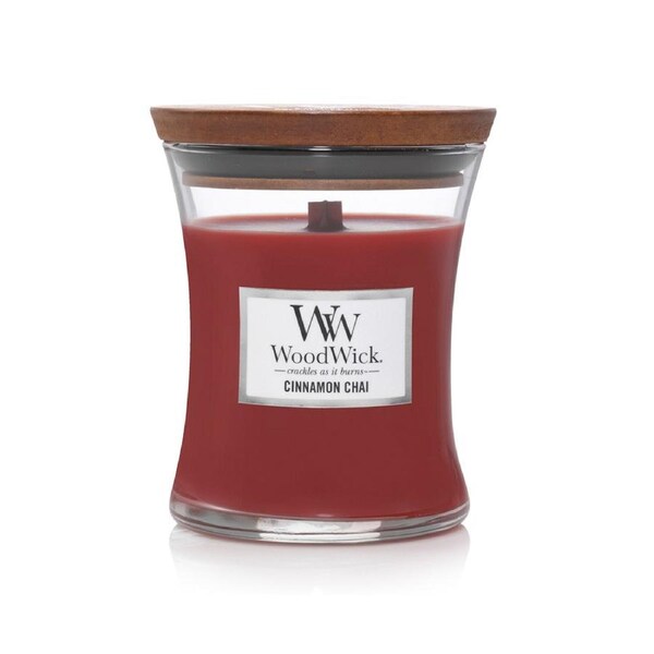 WoodWick 274g Scented Home Fragrance Soy Wax Candle Cinnamon Chai Medium Red