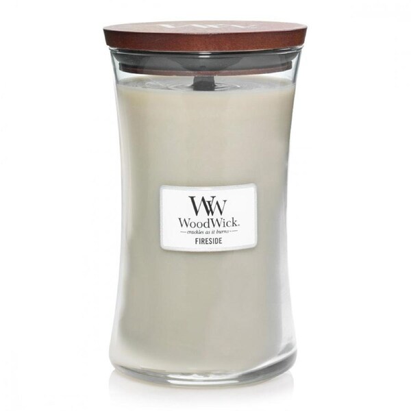 WoodWick 609g Scented Home Fragrance Soy Wax Candle w/ Lid Fireside Large White
