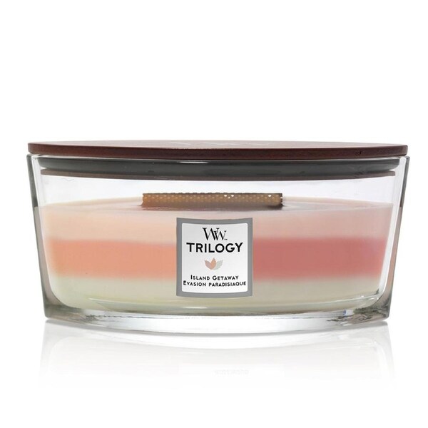 WoodWick 453g Scented Fragrance Soy Wax Candle Island Getaway Trilogy Ellipse