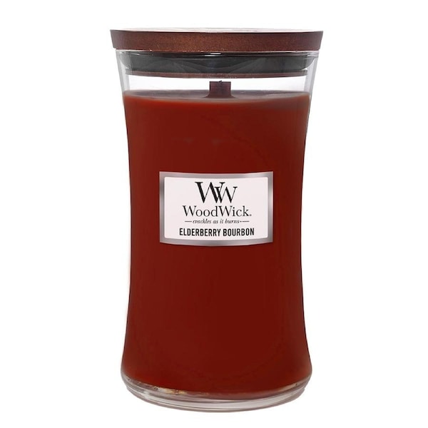WoodWick 609g Scented Fragrance Soy Wax Candle Elderberry Bourbon Large Red