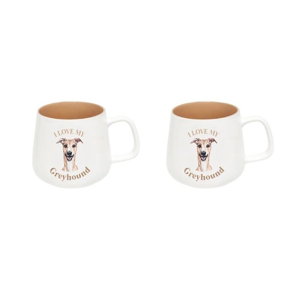 2x Splosh I Love My Greyhound 12cm Dog Hot/Cold Beverage Matte Drink Ceramic Mug
