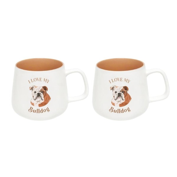 2x Splosh I Love My Bulldog 12cm Dog Hot/Cold Beverage Matte Drinks Ceramic Mug