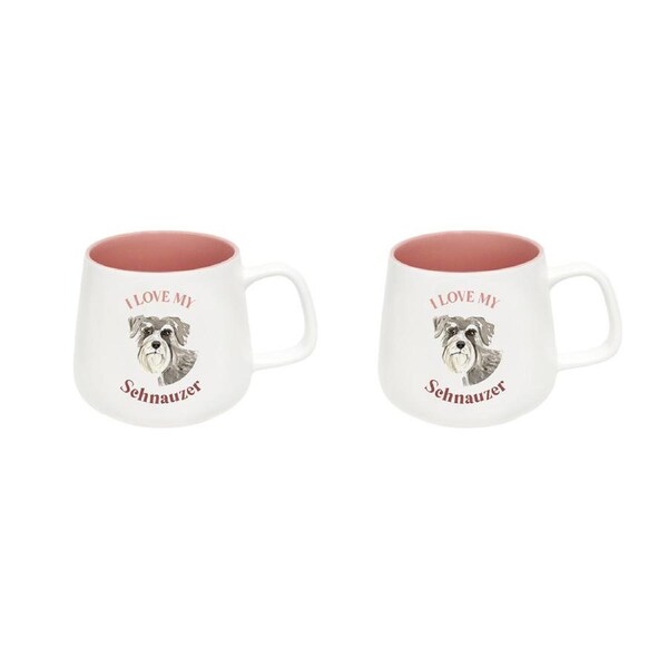 2x Splosh I Love My Schnauzer 12cm Dog Hot/Cold Beverage Matte Drink Ceramic Mug