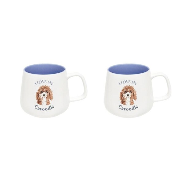 2x Splosh I Love My Cavoodle 12cm Dog Hot/Cold Beverage Matte Drinks Ceramic Mug